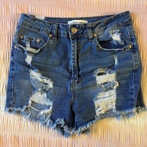 Almost Famous Blue Jean Shorts Distressed Casual